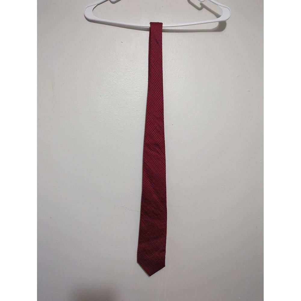 Rooster Mens Silk Tie‎ Red Geometric Necktie Diamond Pattern